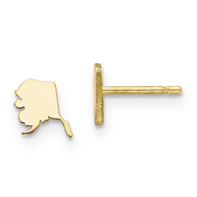 Alaska State Small Earrings 14k Yellow Gold Engravable XNE50Y-AK, MPN: XNE50Y-AK, 886774758831