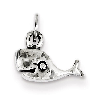 Antiqued Whale Charm Sterling Silver QC6304, MPN: QC6304, 883957915661
