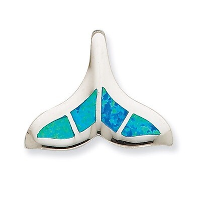 Blue Opal Inlay Whale Tail Slide Pendant Sterling Silver QP1888, MPN: QP1888, 883957521732