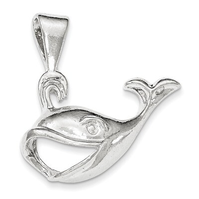 Polished Small Whale with Cut-out Mouth Pendant Sterling Silver QC8727