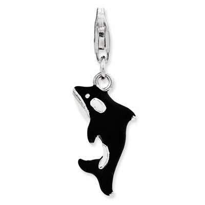 3-D Enameled Orca Whale Charm Sterling Silver QCC837 by Amore La Vita, MPN: QCC837, 886774235677