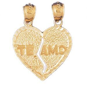 Dazzlers Jewelry Te Amo Pendant Necklace Charm Bracelet in Yellow, White or Rose Gold 10243, MPN: D…