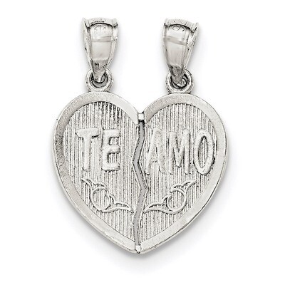 Te Amo Break Apart Heart Pendant Sterling Silver Polished QC8108, MPN: QC8108, 191101362385