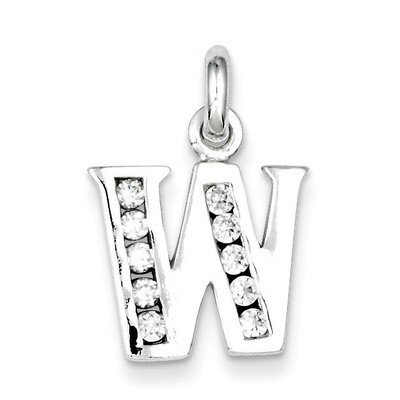 White Diamond Initial W Pendant Sterling Silver QC6716W, MPN: QC6716W, 883957544809