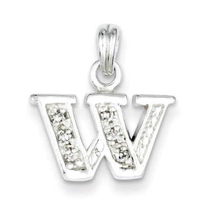 Initial W Pendant Sterling Silver Diamond QC6717W, MPN: QC6717W, 883957569321