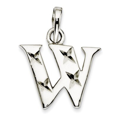 Diamond-cut Initial W Pendant Sterling Silver Polished QC7424W, MPN: QC7424W, 886774976693