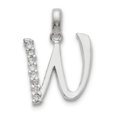 Initial W Pendant Sterling Silver Diamond QC6525W, MPN: QC6525W, 883957916606