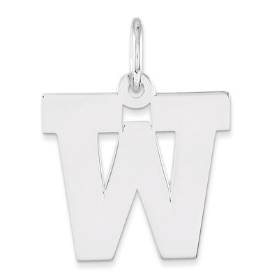 Block Initial W Charm Sterling Silver QC5095W, MPN: QC5095W, 191101182556