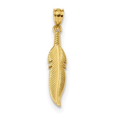 Feather Pendant 14k Gold Polished K6382, MPN: K6382, 886774065328