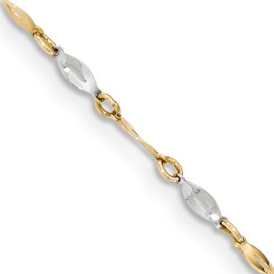 Polished with 1 ext. Anklet 14k Two-Tone Gold ANK280-10, MPN: ANK280-10, 868044100168