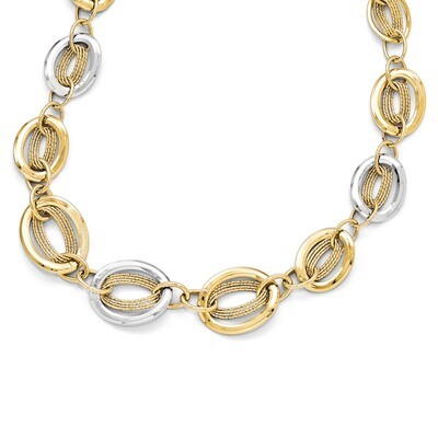 Textured Fancy Link Neckalce 14k Two-tone Polished LF387-18