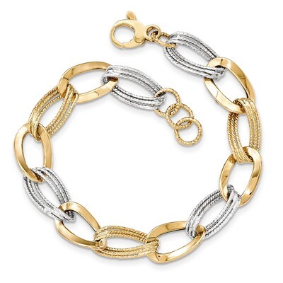 Fancy Link Bracelet 14k Two-tone Gold Polished SF2179-8, MPN: SF2179-8, 886774565194