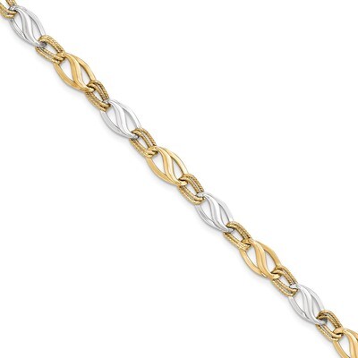 Bracelet 14k Two-tone Gold Polished &amp; Diamond-cut SF2168-7.5, MPN: SF2168-7.5, 886774565187