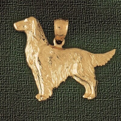 Dazzlers Jewelry Red Setter Dog Pendant Necklace Charm Bracelet in Yellow, White or Rose Gold 2083,…