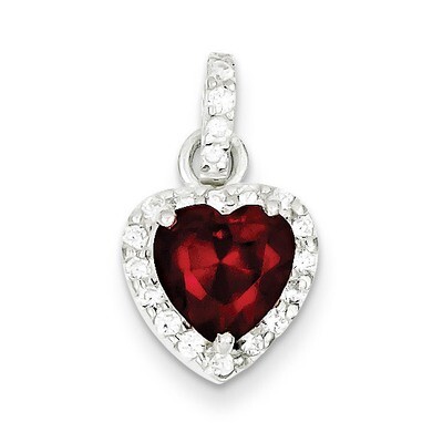 Red Diamond Heart Pendant Sterling Silver QC7468, MPN: QC7468, 883957572338