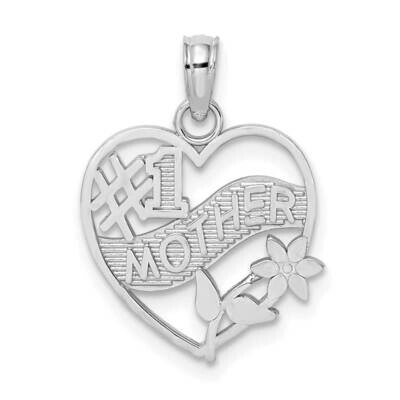 #1 Mother In Heart Frame Pendant 14k White Gold D3942W, MPN: D3942W,
