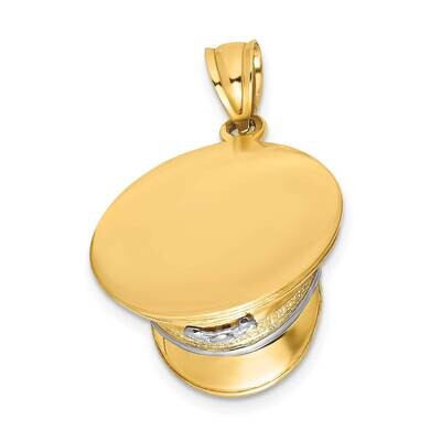 3-D Police Hat Charm 14k Gold Rhodium K9282, MPN: K9282, 637218092741