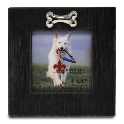 4x4 Black Wash Dog Frame with Bone Ornament GM14230, MPN: GM14230, 751148068567