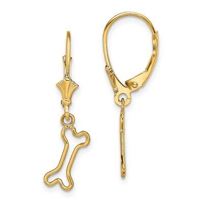 Mini Dog Bone Leverback Earrings 14k Gold TF1782, MPN: TF1782, 637218176755