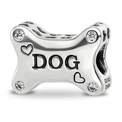 Enamel Dog Bone CZ Bead Sterling Silver QRS4077, MPN: QRS4077,