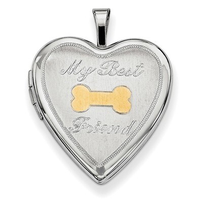 Gold-Plate My Best Friend Dog Bone Heart Loc Sterling Silver Rhodium-plated QLS642, MPN: QLS642, 19…