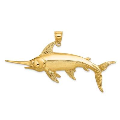 Polished Satin Swordfish Charm 14k Gold 2-D K8104, MPN: K8104, 637218061525