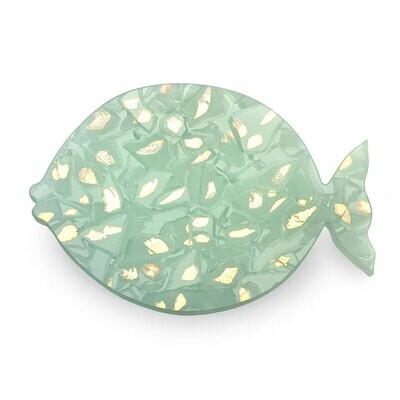 Annieglass Elements Kisser Fish Green with Gold EL106, MPN: EL106, UPC: