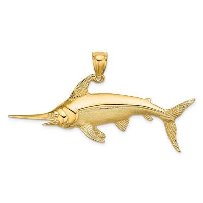Polished Satin Swordfish Charm 14k Gold 2-D K8105, MPN: K8105, 637218061532