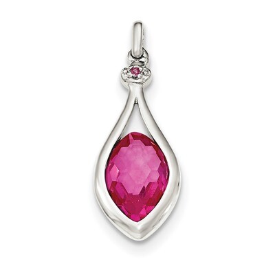Synthetic Red Fancy-cut Marquise Pendant Sterling Silver QP4256, MPN: QP4256, 883957777436