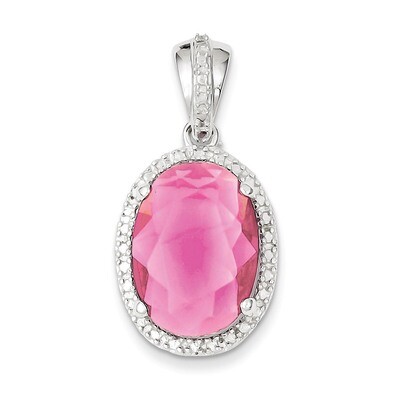 Oval Red Diamond Pendant Sterling Silver QP929, MPN: QP929, 723252600018