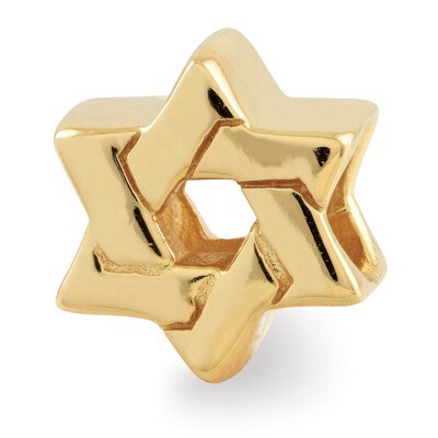 Gold-plated Star of David Bead - Sterling Silver QRS1617GP, MPN: QRS1617GP, 886774991672
