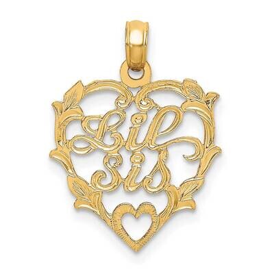 Lil Sis In Heart Charm 14k Gold D3974, MPN: D3974, 637218024070