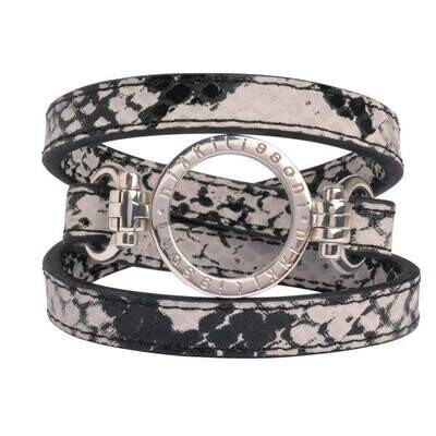 Nikki Lissoni Snake Leather Wrap Bracelet with A Small Silver-Plated Pendant Size Small BSN01SS, MP…