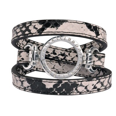 Nikki Lissoni Snake Leather Wrap Bracelet with A Small Silver-Plated Pendant Size Large BSN01SL, MP…