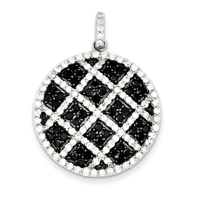 Black and White Diamond Checkered Pendant Sterling Silver QP1776, MPN: QP1776, 883957497129