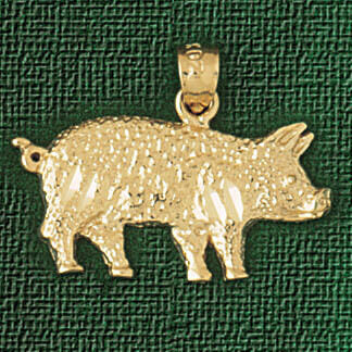 Dazzlers Jewelry Pig Pendant Necklace Charm Bracelet in Yellow, White or Rose Gold 2563, MPN: DZ-25…