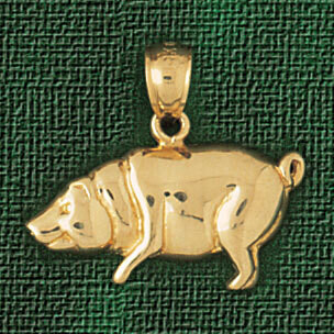 Dazzlers Jewelry Pig Pendant Necklace Charm Bracelet in Yellow, White or Rose Gold 2569, MPN: DZ-25…