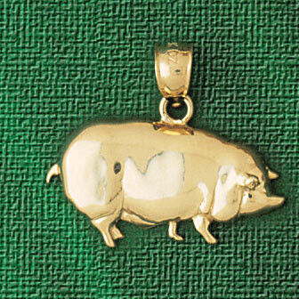 Dazzlers Jewelry Pig Pendant Necklace Charm Bracelet in Yellow, White or Rose Gold 2565, MPN: DZ-25…