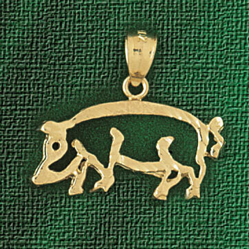 Dazzlers Jewelry Pig Pendant Necklace Charm Bracelet in Yellow, White or Rose Gold 2576, MPN: DZ-25…