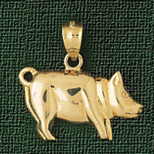 Dazzlers Jewelry Pig Pendant Necklace Charm Bracelet in Yellow, White or Rose Gold 2567, MPN: DZ-25…