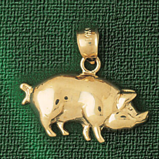 Dazzlers Jewelry Pig Pendant Necklace Charm Bracelet in Yellow, White or Rose Gold 2566, MPN: DZ-25…