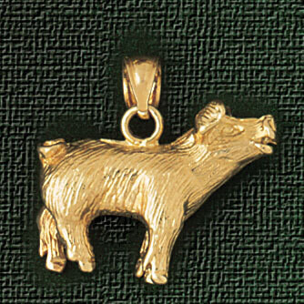 Dazzlers Jewelry Pig Pendant Necklace Charm Bracelet in Yellow, White or Rose Gold 2562, MPN: DZ-25…