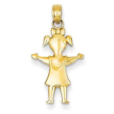Girl with Pig-Tails Charm 14k Gold Solid Polished Satin K4747, MPN: K4747, 637218031252