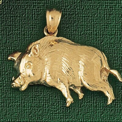 Dazzlers Jewelry Pig Pendant Necklace Charm Bracelet in Yellow, White or Rose Gold 2559, MPN: DZ-25…