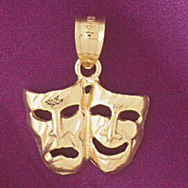 Dazzlers Jewelry Drama Mask Pendant Necklace Charm Bracelet in Yellow, White or Rose Gold 6096, MPN…