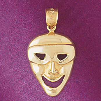 Dazzlers Jewelry Drama Mask Pendant Necklace Charm Bracelet in Yellow, White or Rose Gold 6091, MPN…