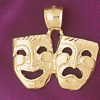 Dazzlers Jewelry Drama Mask Pendant Necklace Charm Bracelet in Yellow, White or Rose Gold 6094, MPN…