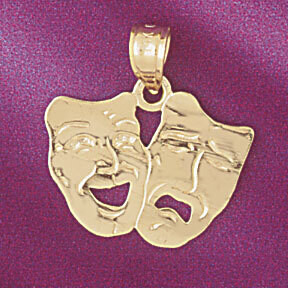 Dazzlers Jewelry Drama Mask Pendant Necklace Charm Bracelet in Yellow, White or Rose Gold 6102, MPN…