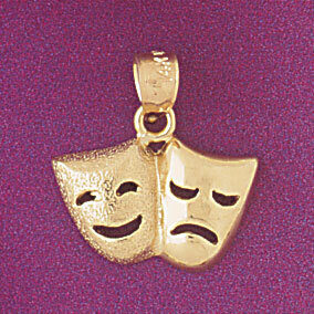 Dazzlers Jewelry Drama Mask Pendant Necklace Charm Bracelet in Yellow, White or Rose Gold 6092, MPN…