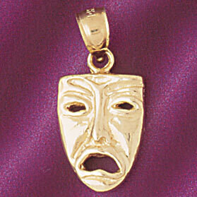 Dazzlers Jewelry Drama Mask Pendant Necklace Charm Bracelet in Yellow, White or Rose Gold 6089, MPN…